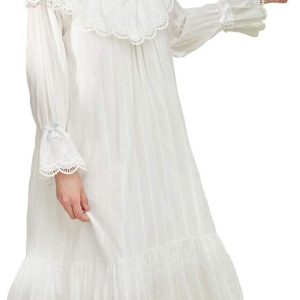 Cotton Nightgown for Women Vintage Palace Sleepwear