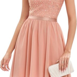 Bbonlinedress Sequin Halter Prom Dress for Women Party Night Elegant Wedding Bridesmaid Dresses