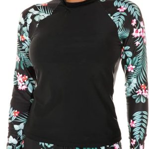 Women 2 Piece Rash Guard Long Sleeve Swimsuits Swim Shirt with Shorts Set Sun Protection UPF 50+ Surf Bathing Suits