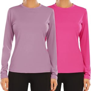 Women’s Long Sleeve UPF 50+ UV Sun Protection Shirts Rash Guard Swim T-Shirt/Hoodie Quick Dry for Outdoor Hiking