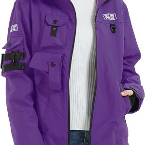 Bomber Jacket Women Lightweight Techwear Windbreaker Multi-Pocket Zip Up Jackets for Women Fashion Streetwear Coat